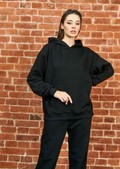 Купить Черное женское худи оверсайз без начеса