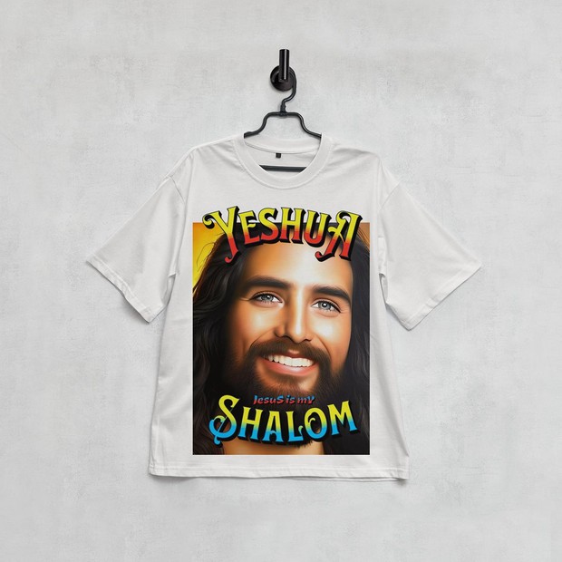 Купить Футболка оверсайз Серая жен Yeshua is my Shalom